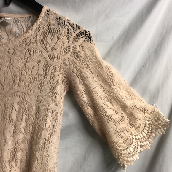 H&M divided cream color knit scalloped edge dress euc sz 4 - Picture 6 of 11